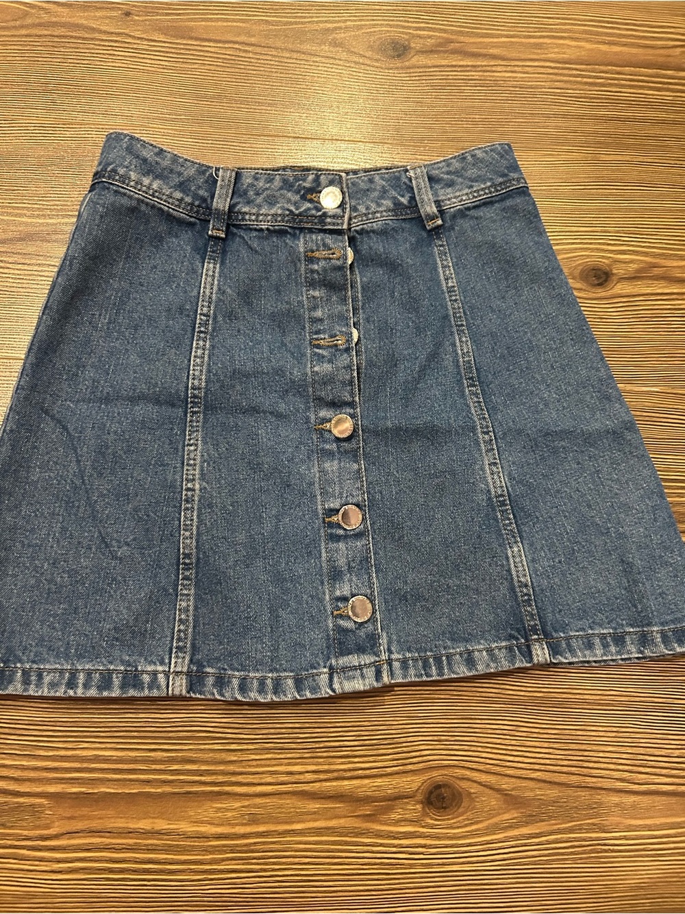 Divided Blue Denim Button-Front A-Line Skirt
